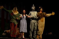 Scarecrow (Adam Uslan), Dorothy (Kayli Modell), Tinman (Landon Fleishman) and Cowardly Lion (Mitchell Myers)